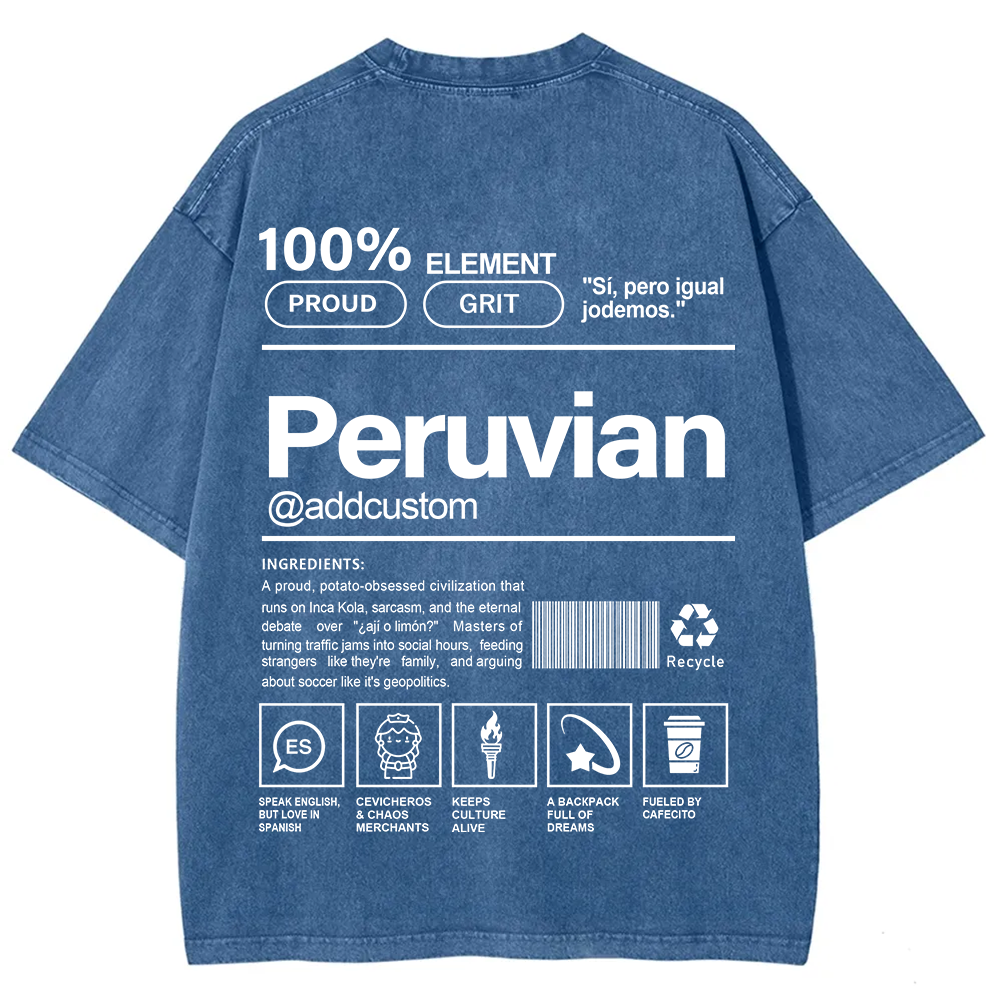 Peruvian Addcustom Unisex Fit  Washed T-Shirt