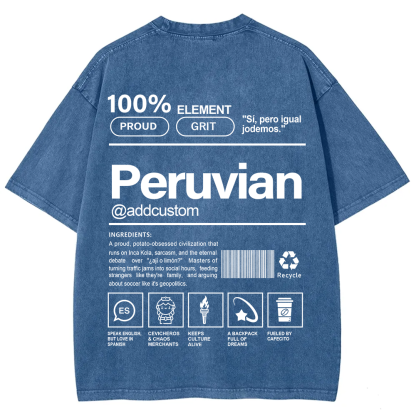 Peruvian Addcustom Unisex Fit  Washed T-Shirt