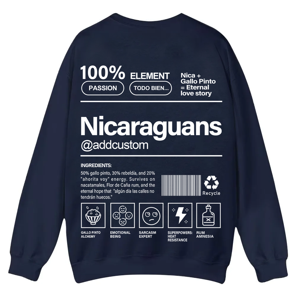 Nicaraguans Addcustom Unisex Fit  Casual Crewneck Sweatshirt wearishow
