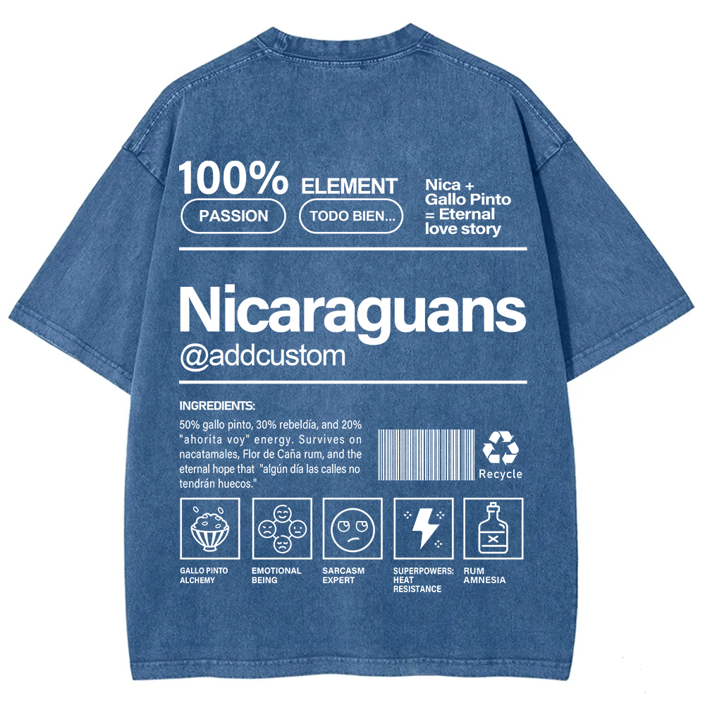 Nicaraguans Addcustom Unisex Fit  Washed T-Shirt
