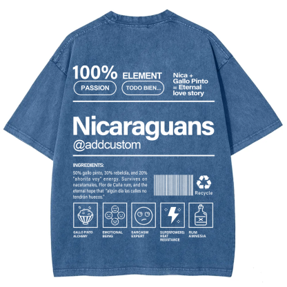 Nicaraguans Addcustom Unisex Fit  Washed T-Shirt