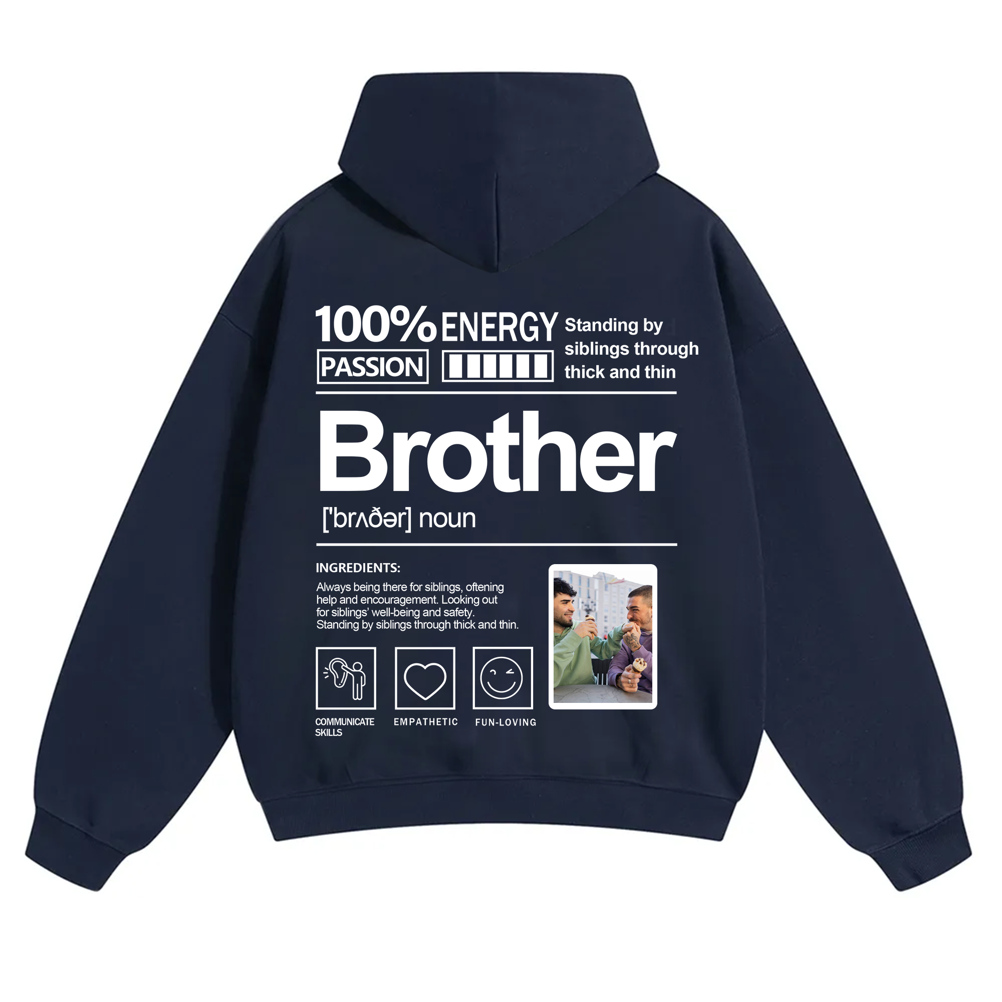 Addcustom Photo Brother Solid Color Hoodie
