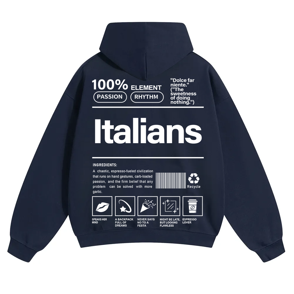 Italians Unisex Fit Color Hoodie wearishow