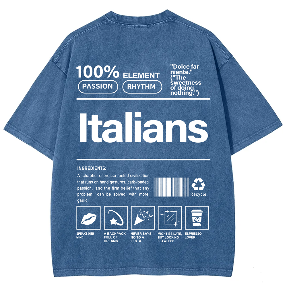 Italians Unisex Fit  Washed T-Shirt