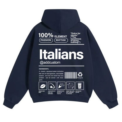 Italians Addcustom Unisex Fit Color Hoodie wearishow