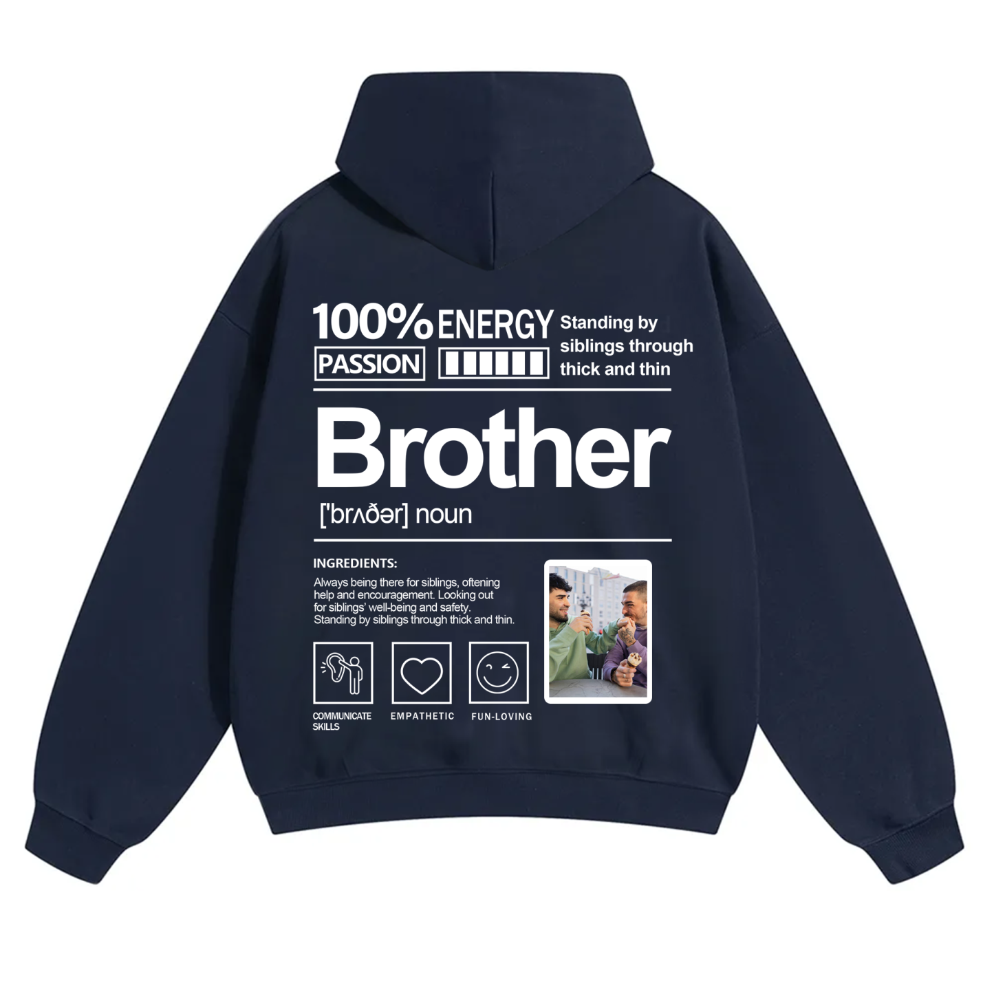 Addcustom Photo Brother Solid Color Hoodie
