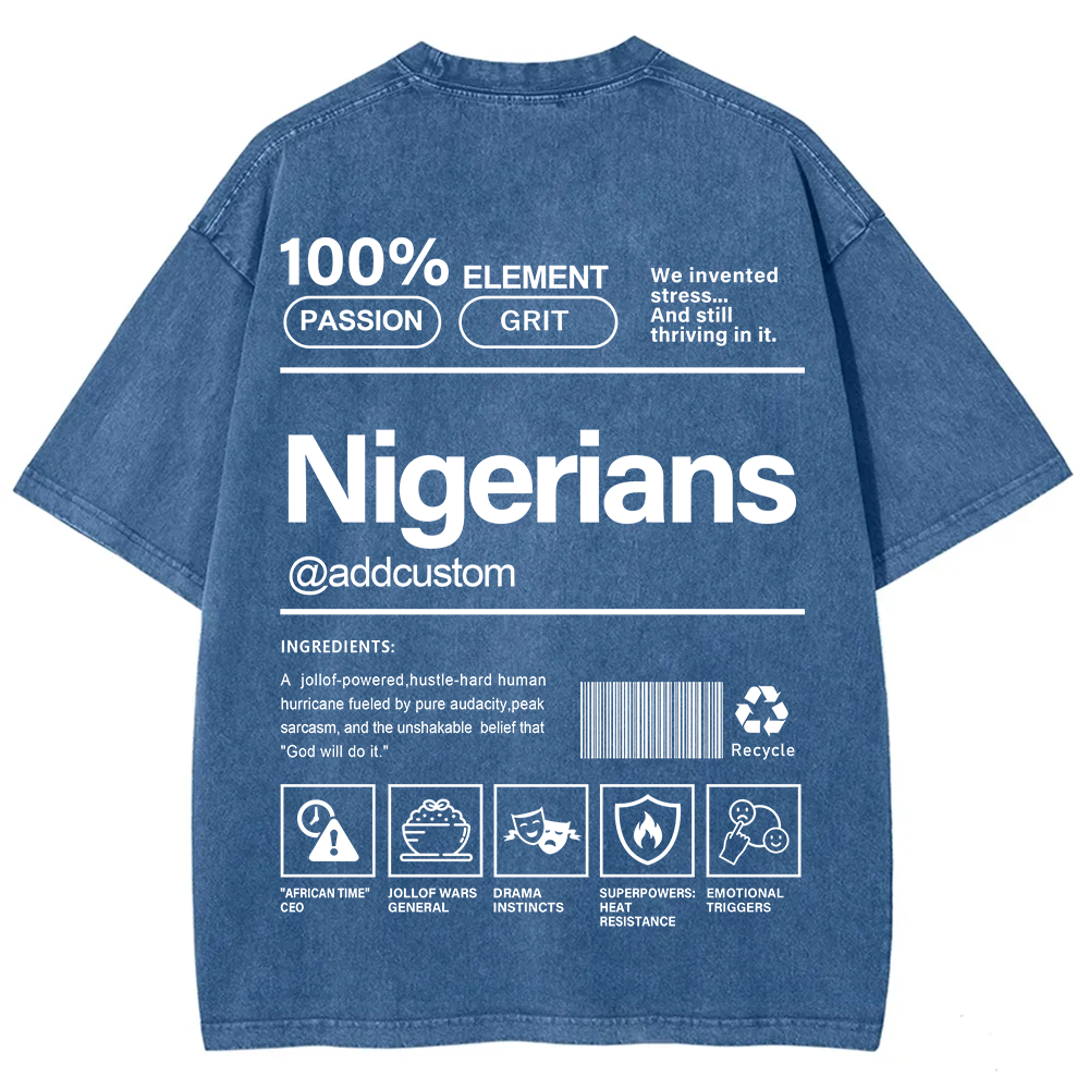 Nigerians Addcustom Unisex Fit  Washed T-Shirt