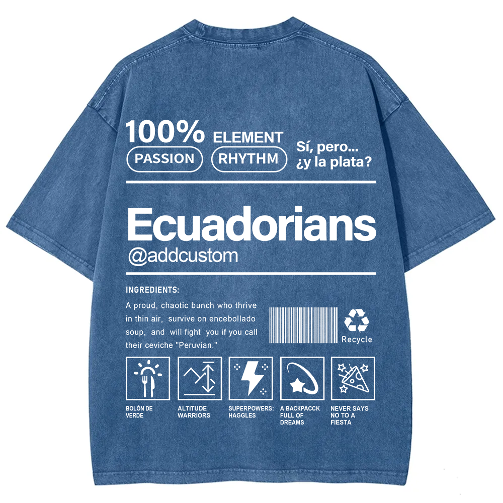 Ecuadorians Addcustom Unisex Fit  Washed T-Shirt
