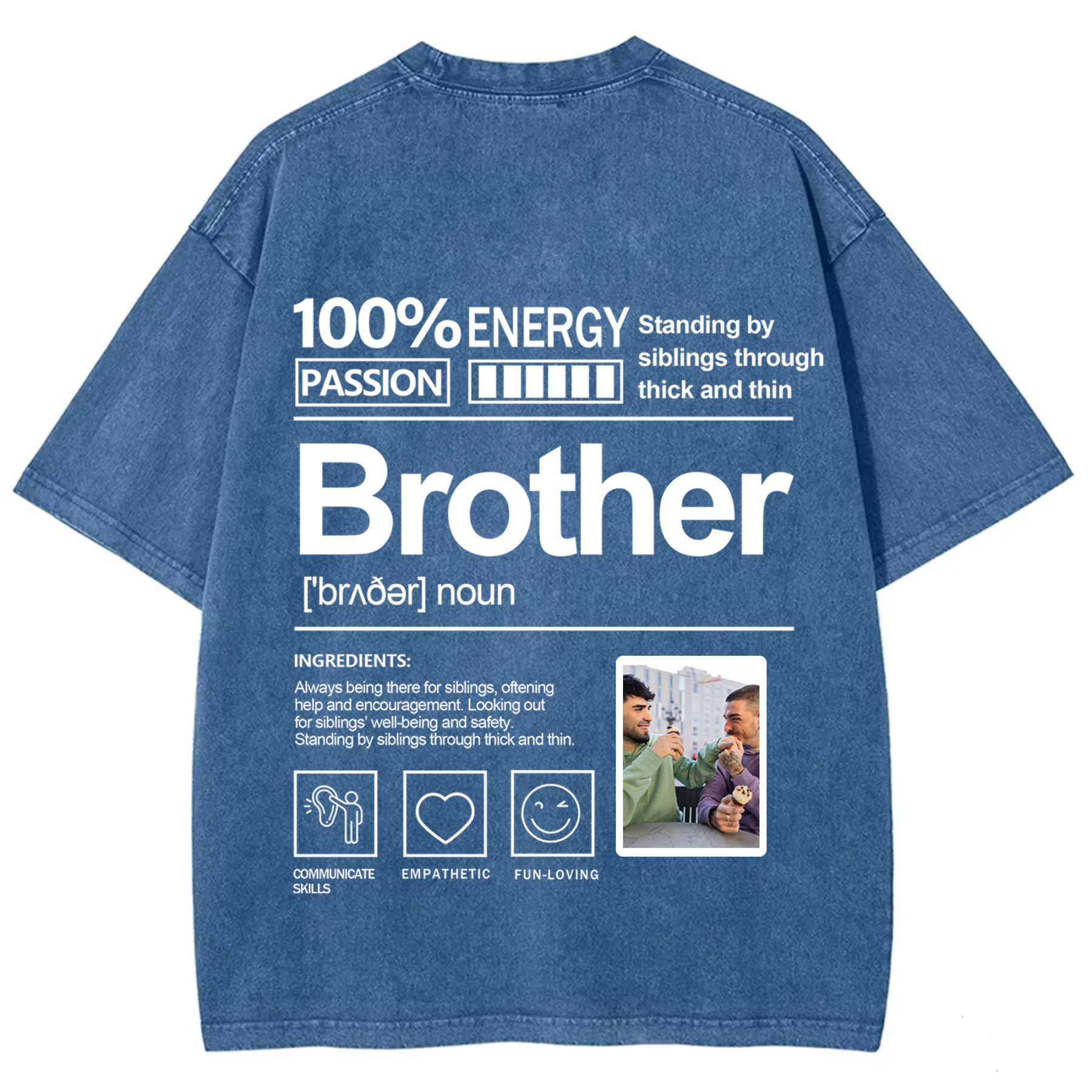 Addcustom Photo Brother Washed T-Shirt