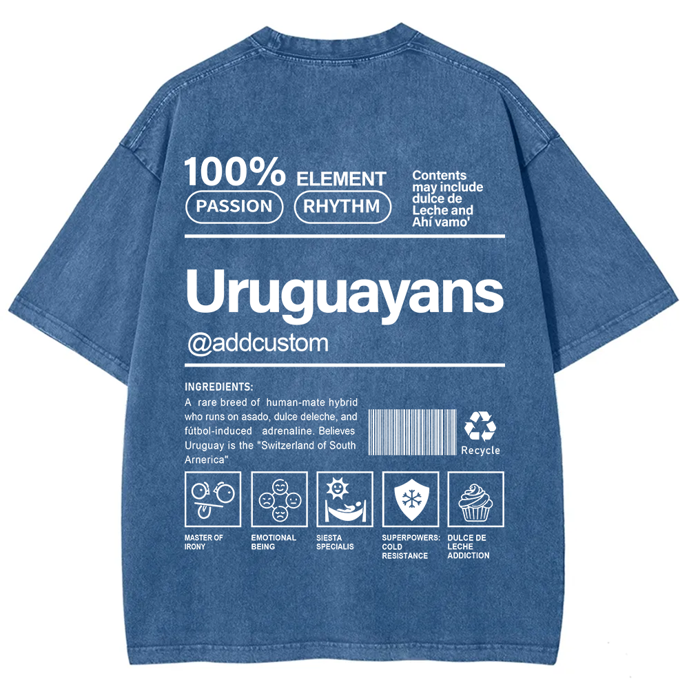 Uruguayans Addcustom Unisex Fit  Washed T-Shirt