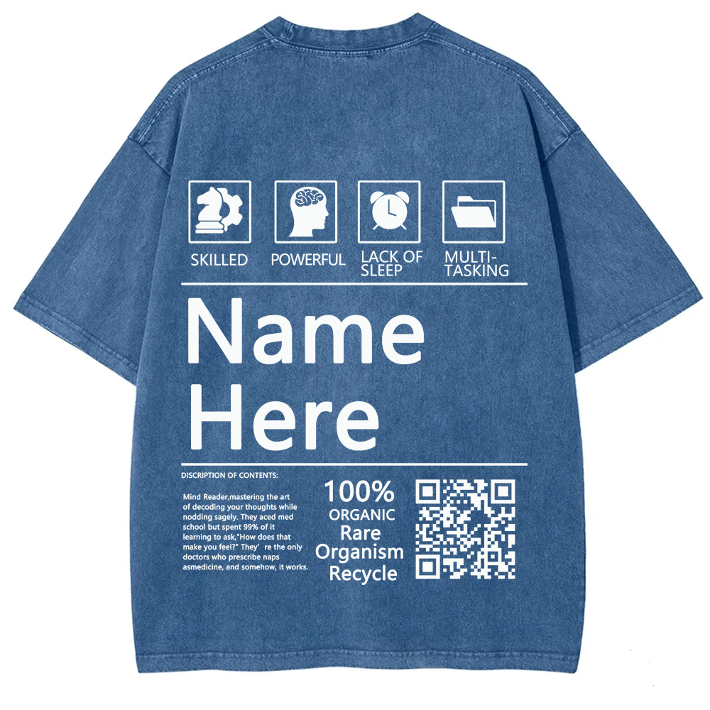 QR Code Customized Unisex Fit Washed T-Shirt