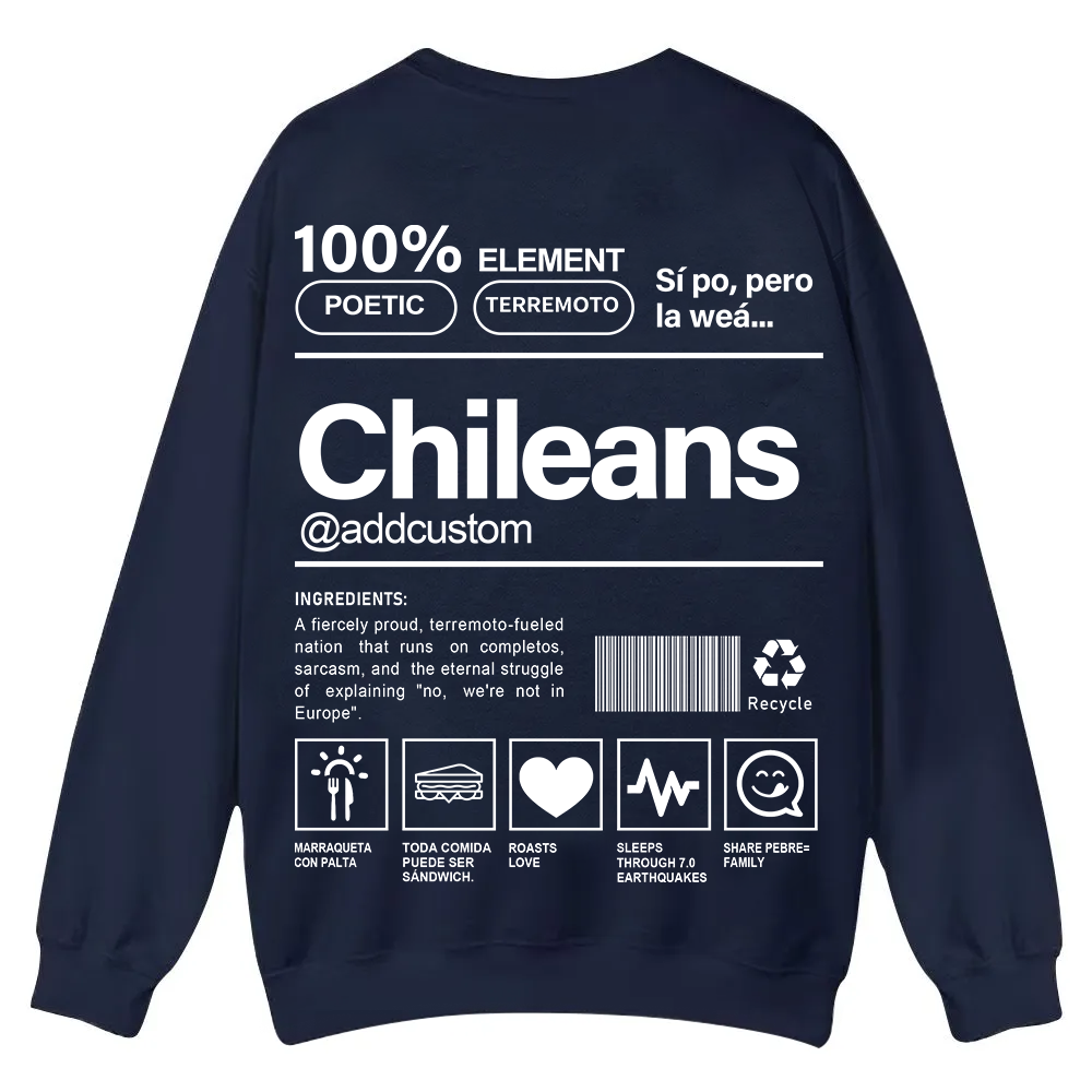Chileans Addcustom Unisex Fit  Casual Crewneck Sweatshirt wearishow