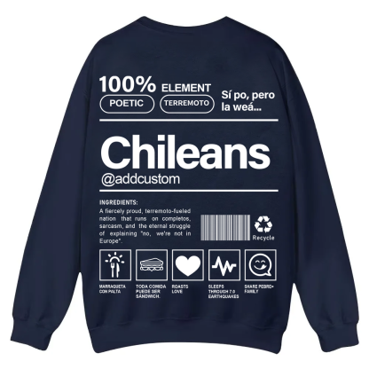 Chileans Addcustom Unisex Fit  Casual Crewneck Sweatshirt wearishow