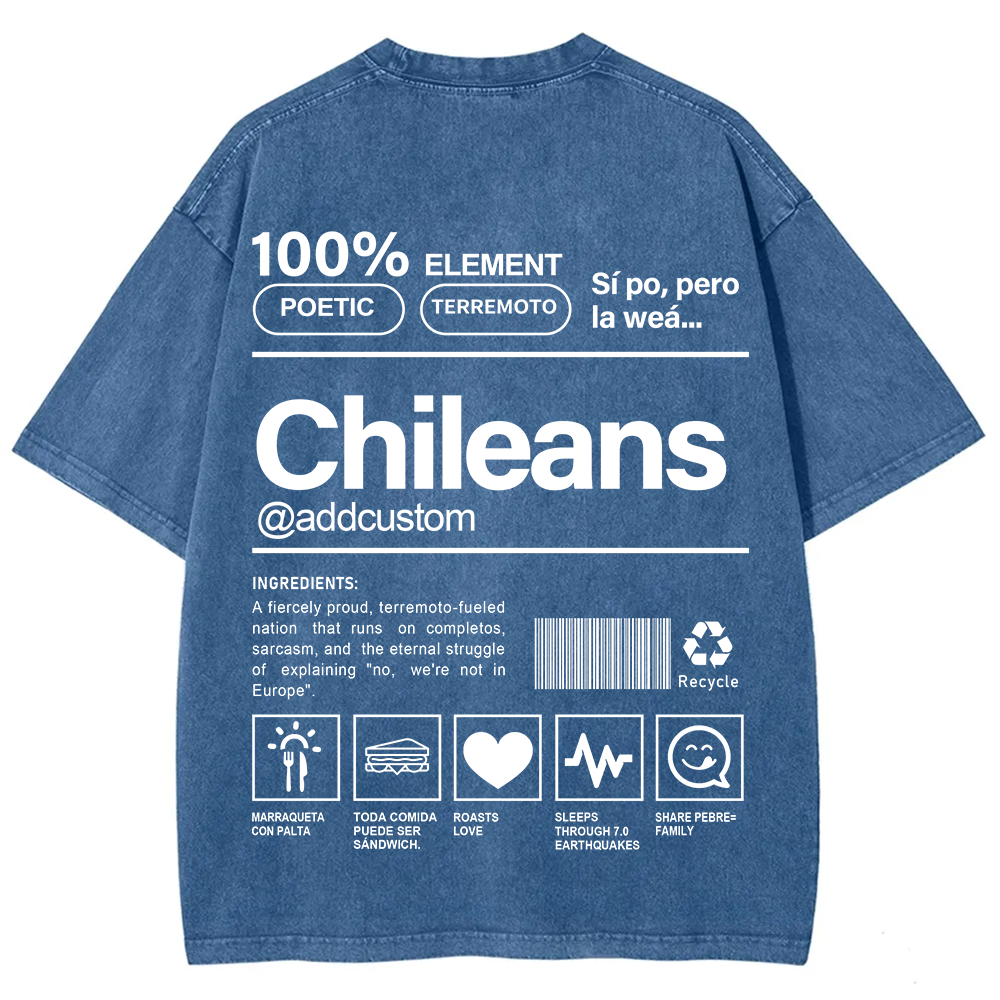 Chileans Addcustom Unisex Fit  Washed T-Shirt