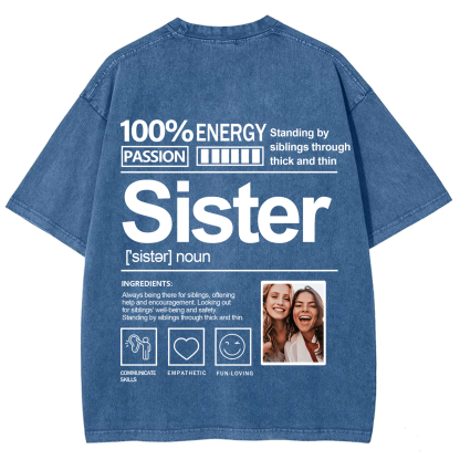 Addcustom Photo Sister Washed T-Shirt