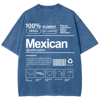 Mexican Addcustom Unisex Fit  Washed T-Shirt