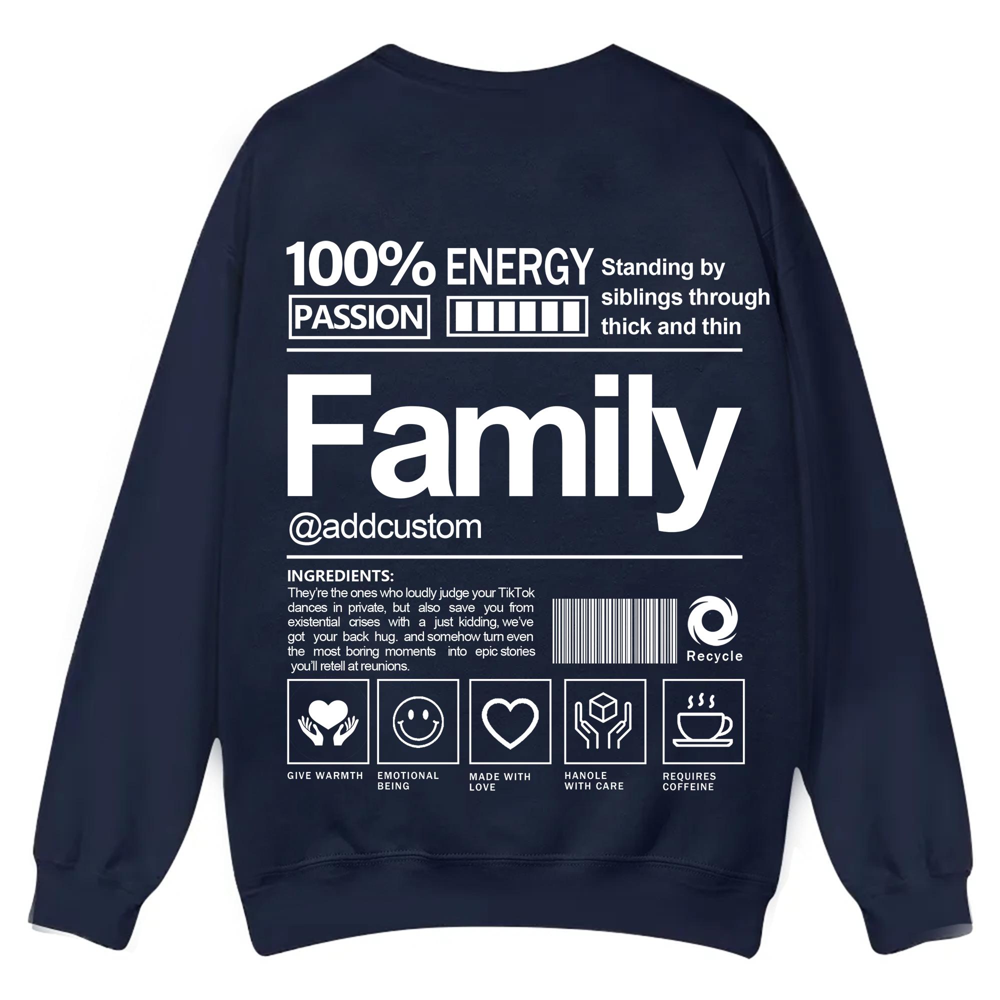 Family Addcustom Casual Crewneck Sweatshirt