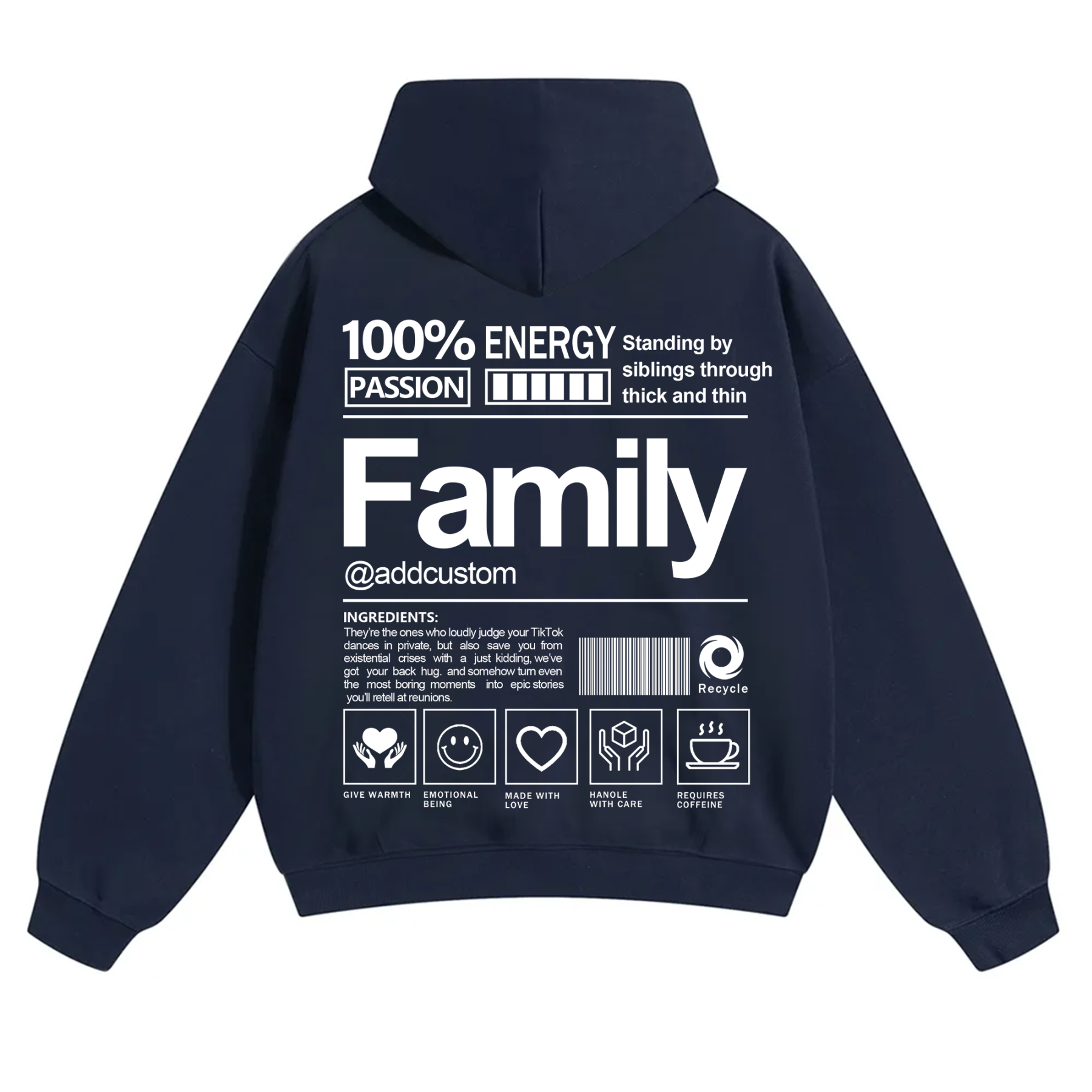 Family Addcustom Solid Color Hoodie