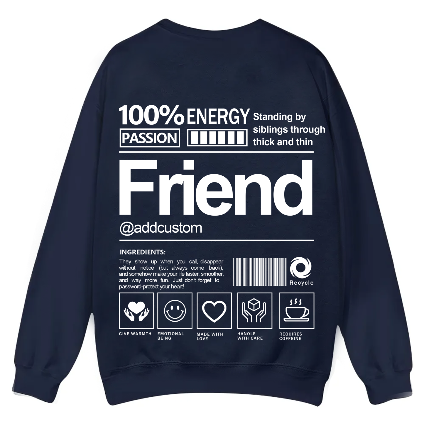Friend Addcustom Casual Crewneck Sweatshirt