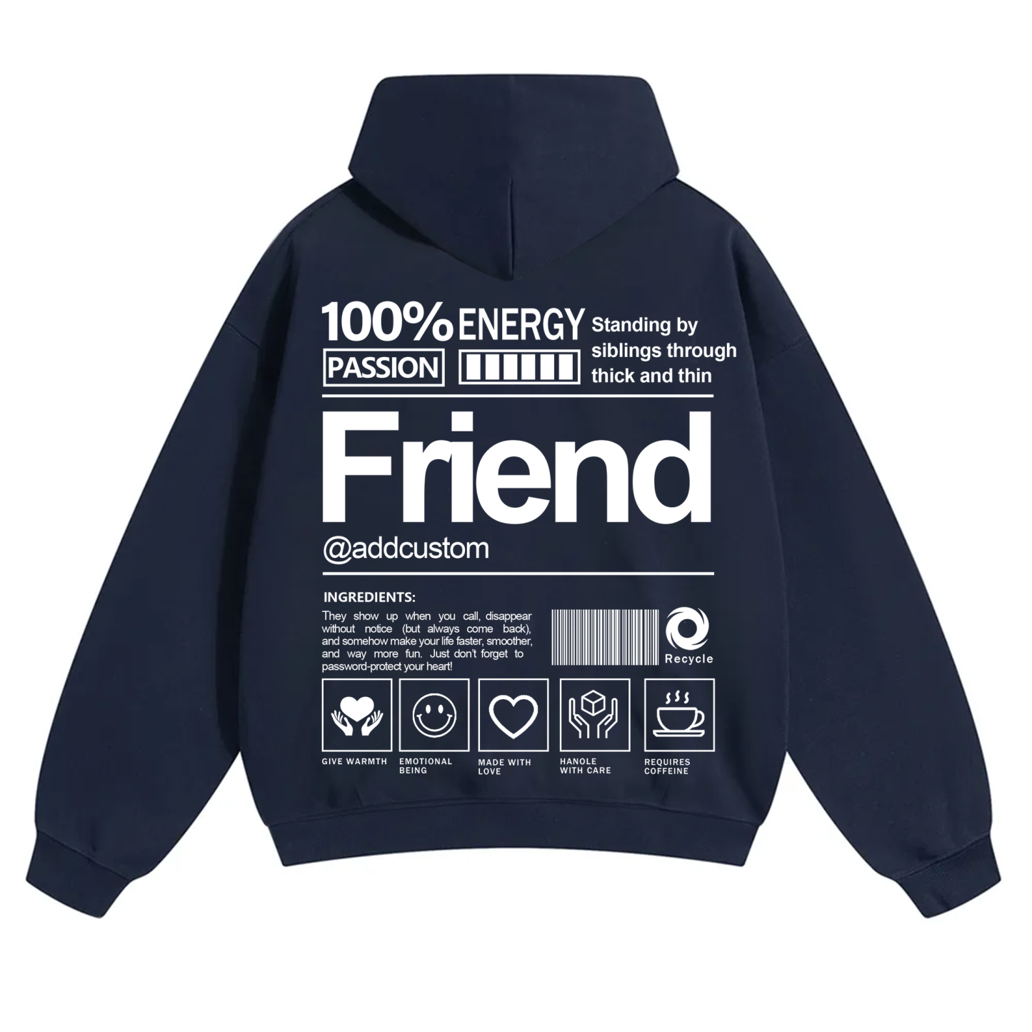 Friend Addcustom Solid Color Hoodie
