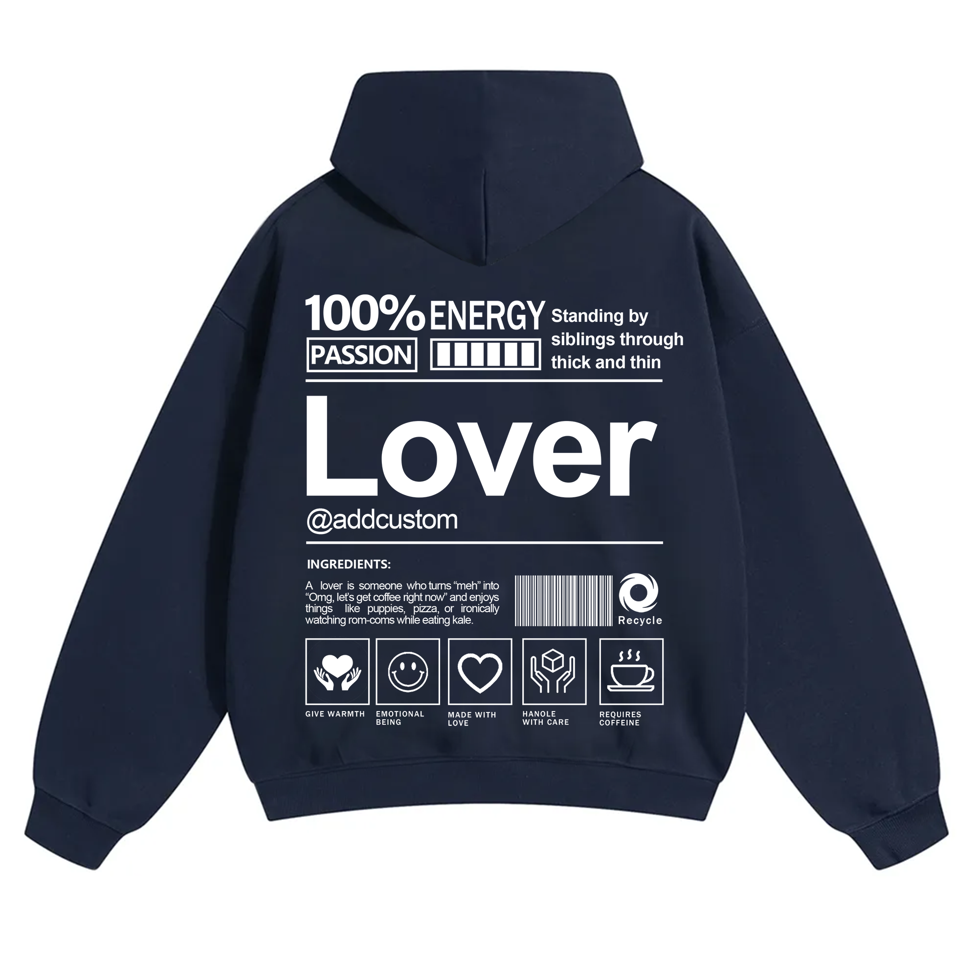 Lover Addcustom Solid Color Hoodie