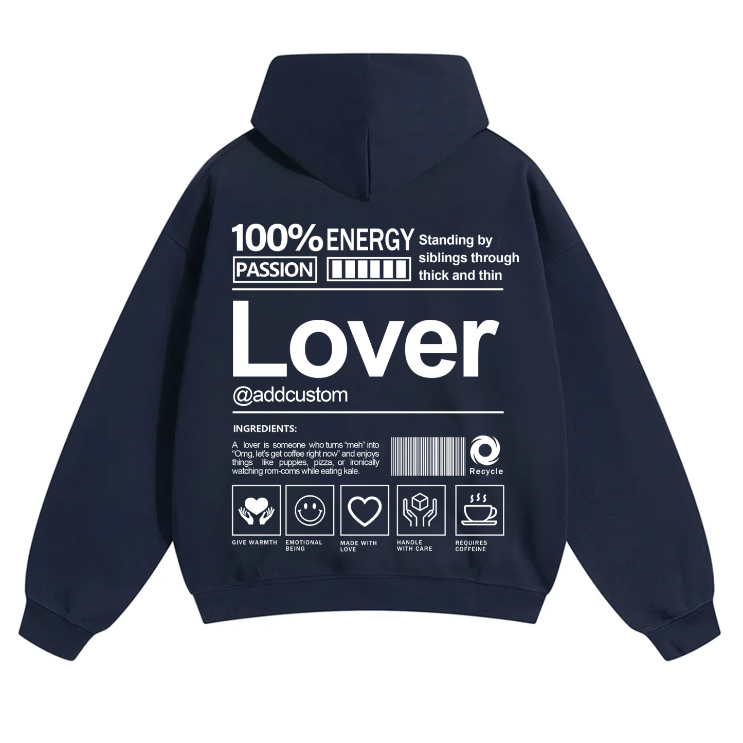 Lover Addcustom Solid Color Hoodie
