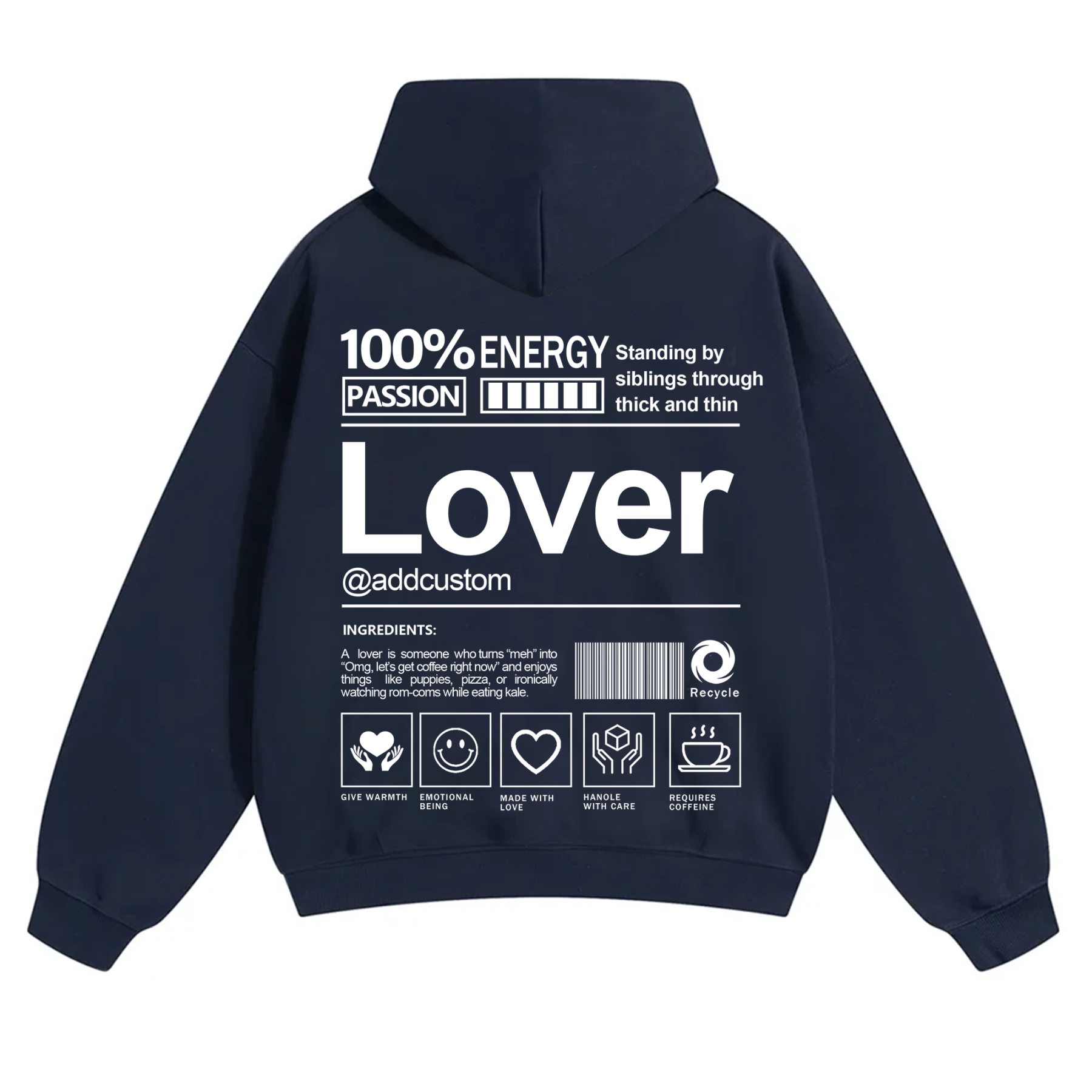 Lover Addcustom Solid Color Hoodie