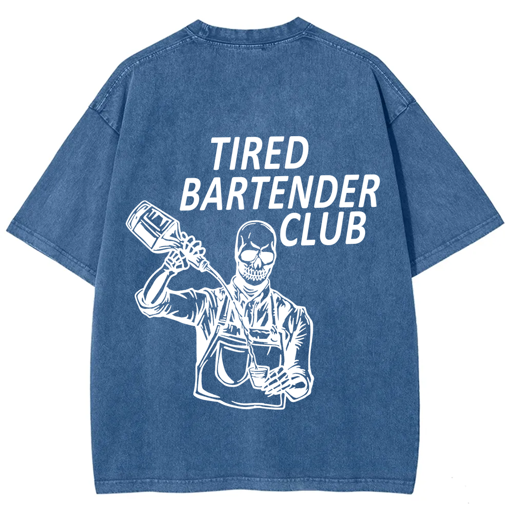 Tired Bartender Club Unisex Fit  Washed T-Shirt