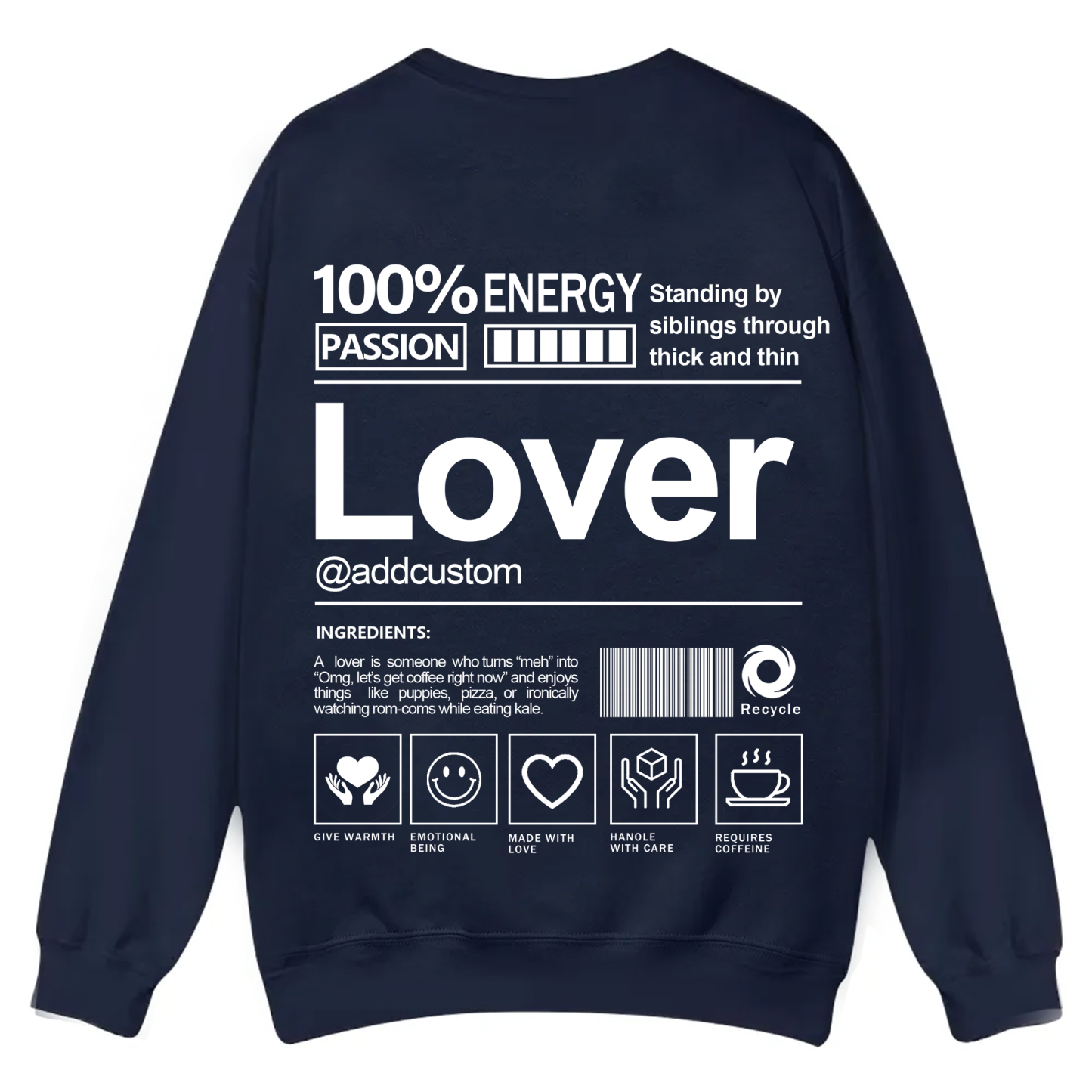 Lover Addcustom Casual Crewneck Sweatshirt