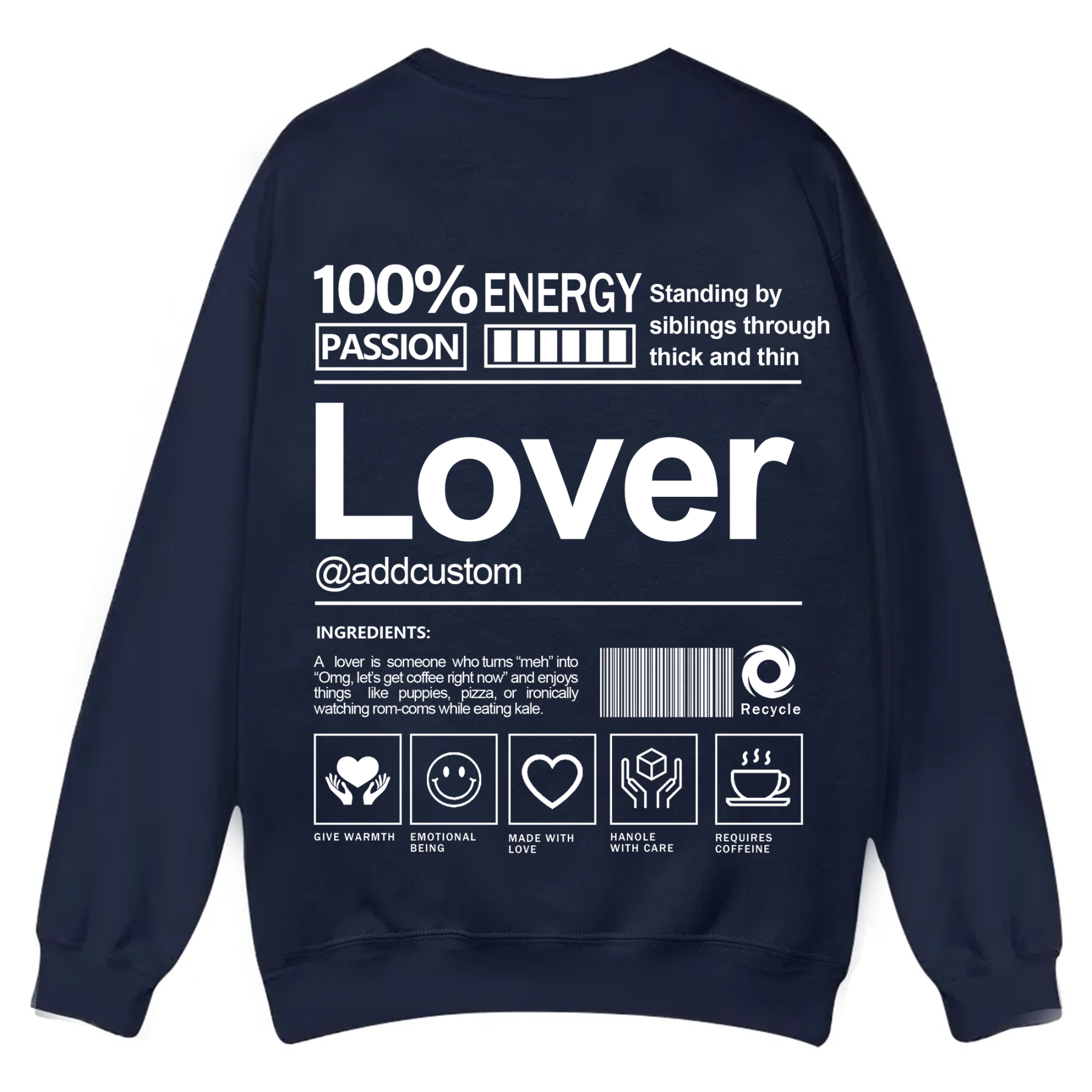 Lover Addcustom Casual Crewneck Sweatshirt