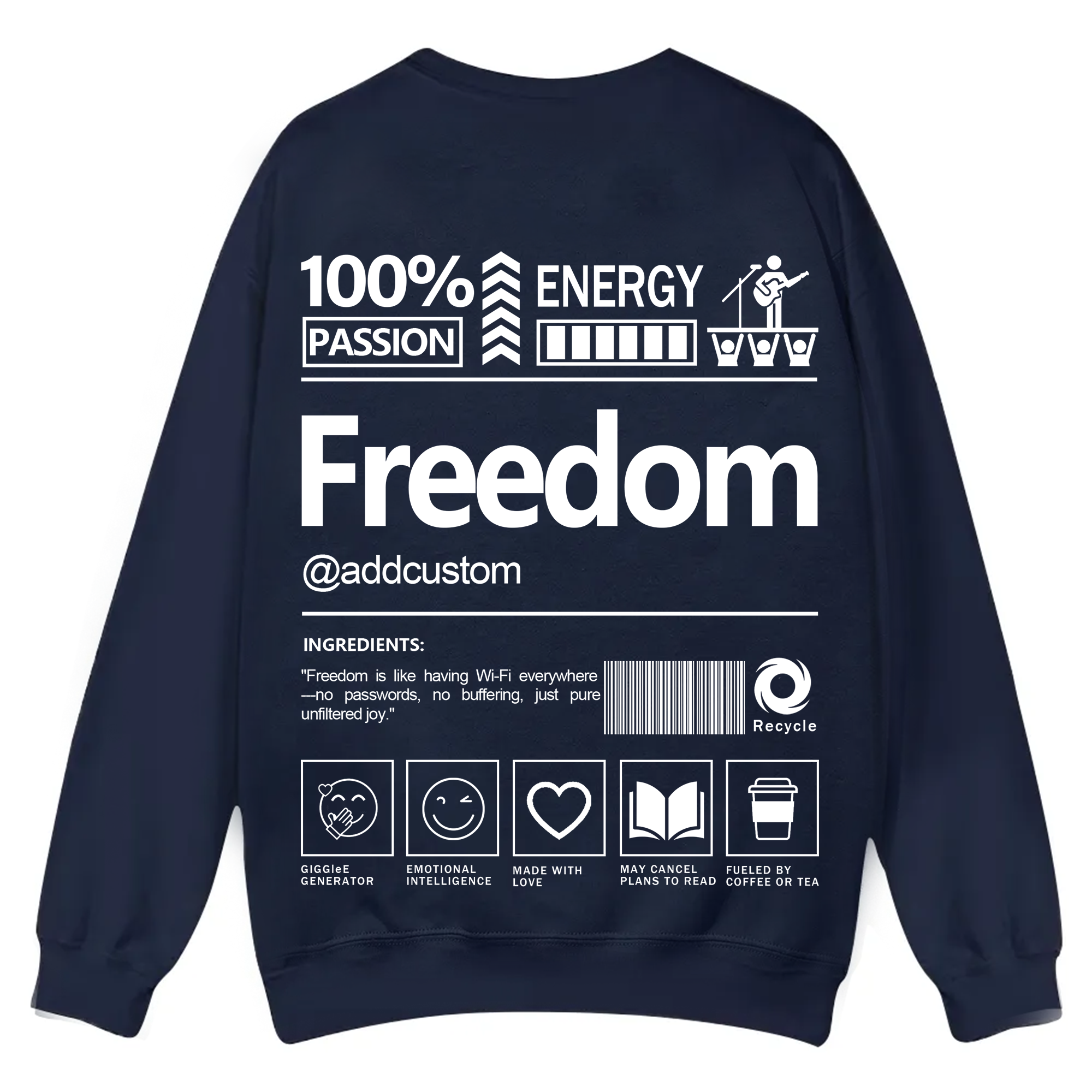 Freedom Addcustom Casual Crewneck Sweatshirt