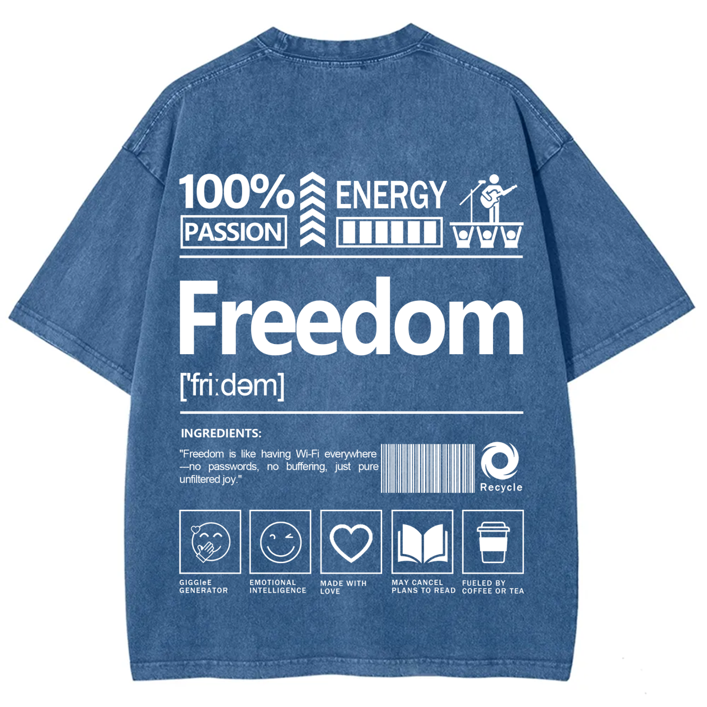 Freedom Unisex Fit Washed T-Shirt