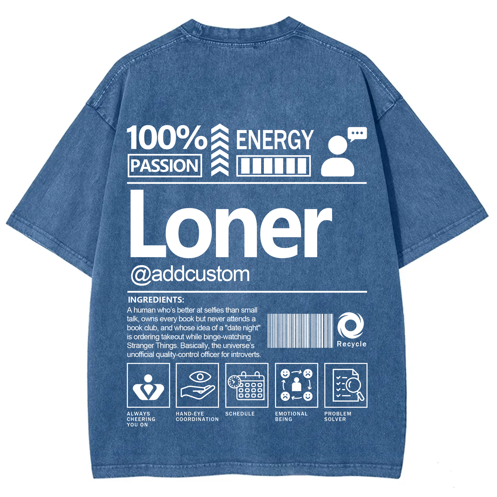 Loner  Addcustom Unisex Fit Washed T-Shirt