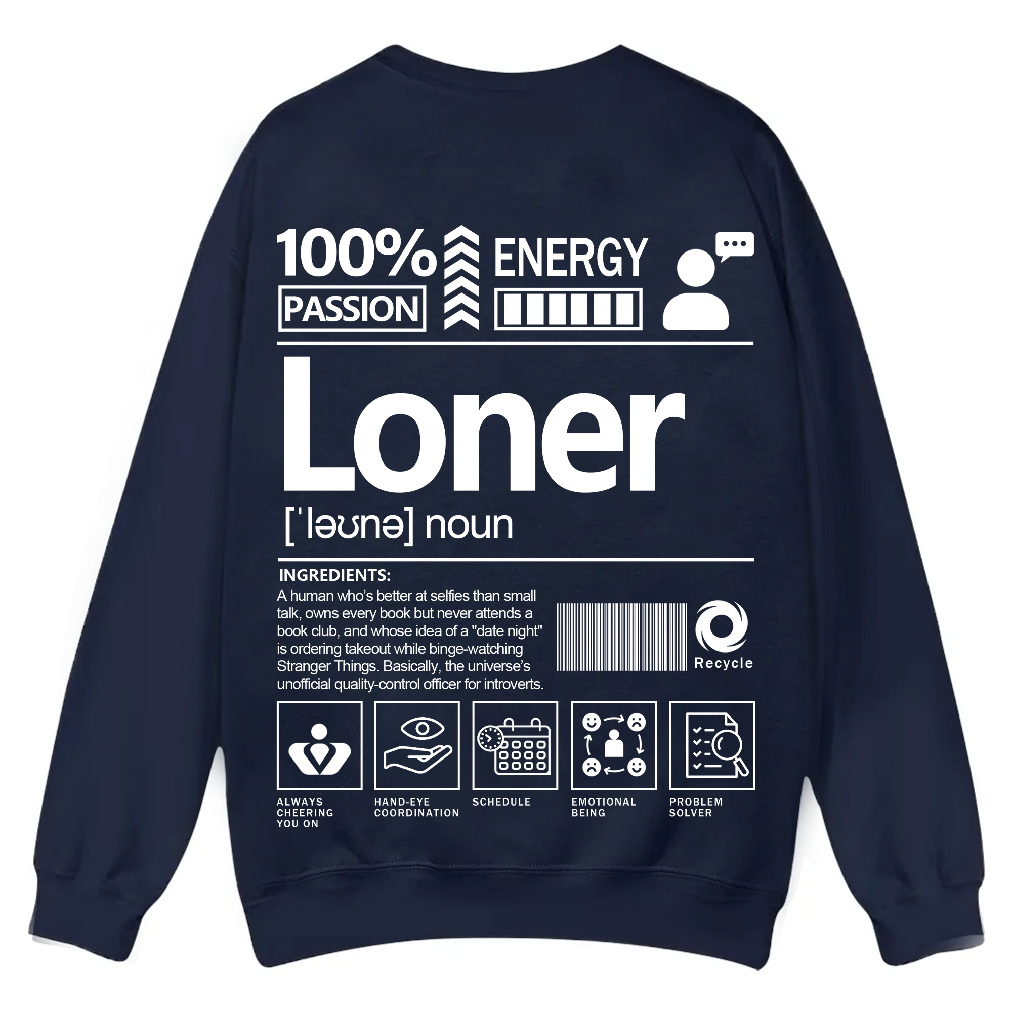 Loner Unisex Fit Casual Crewneck Sweatshirt