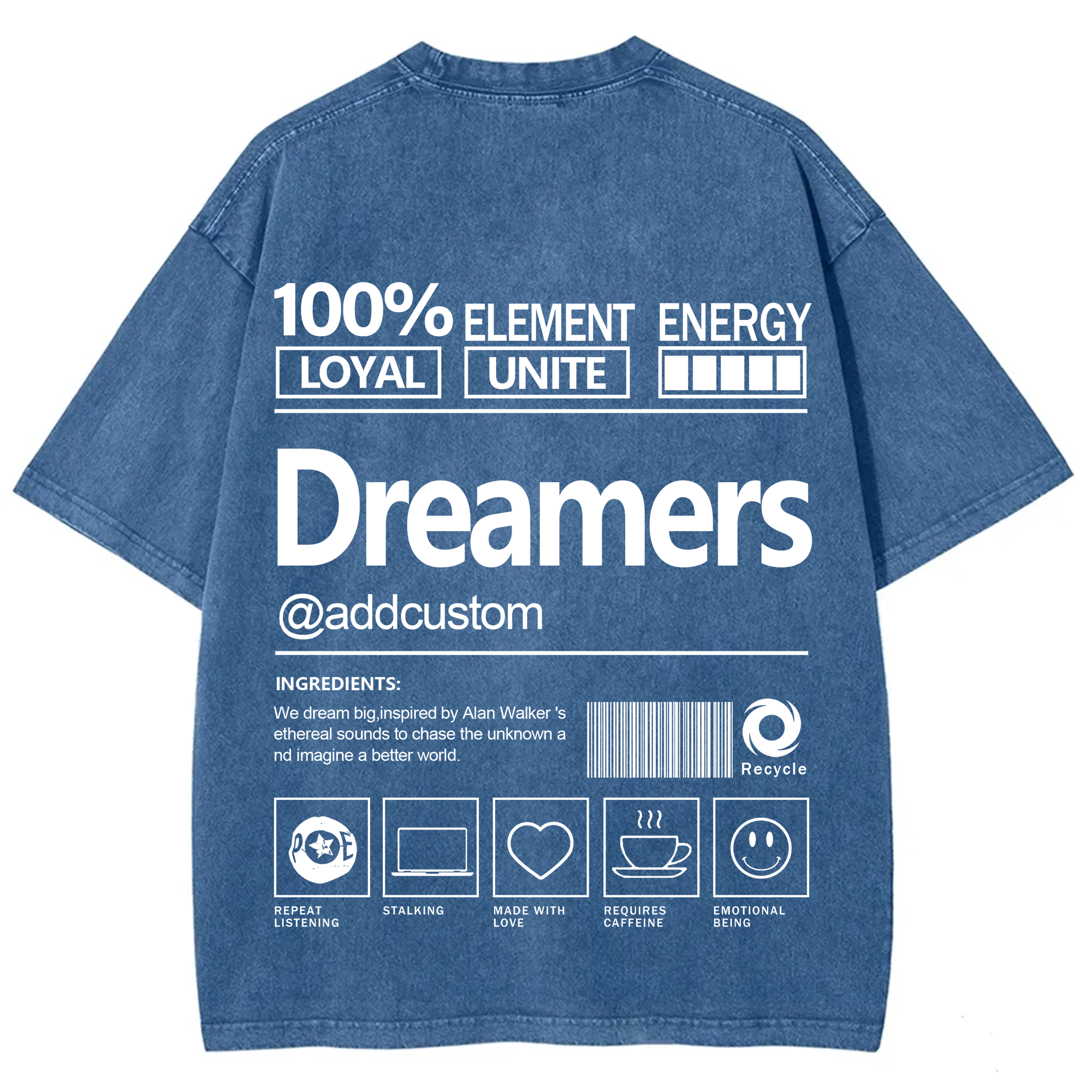 Dreamers Addcustom Unisex Fit Washed T-Shirt