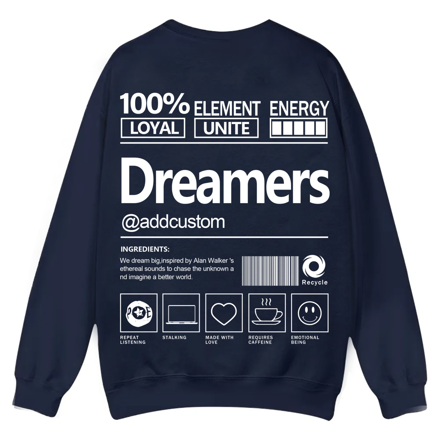 Dreamers Addcustom Unisex Fit Casual Crewneck Sweatshirt
