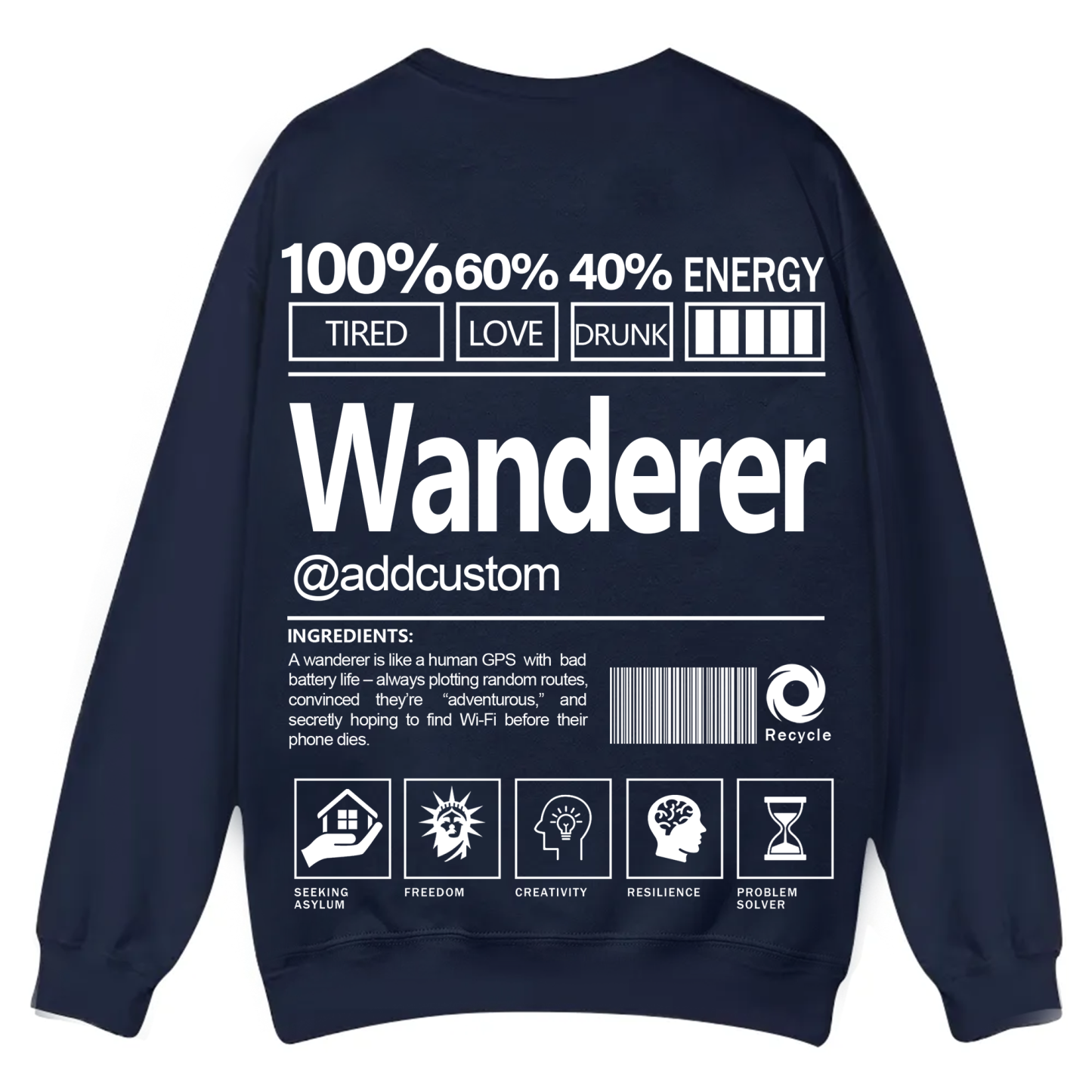 Wanderer Addcustom Unisex Fit Casual Crewneck Sweatshirt