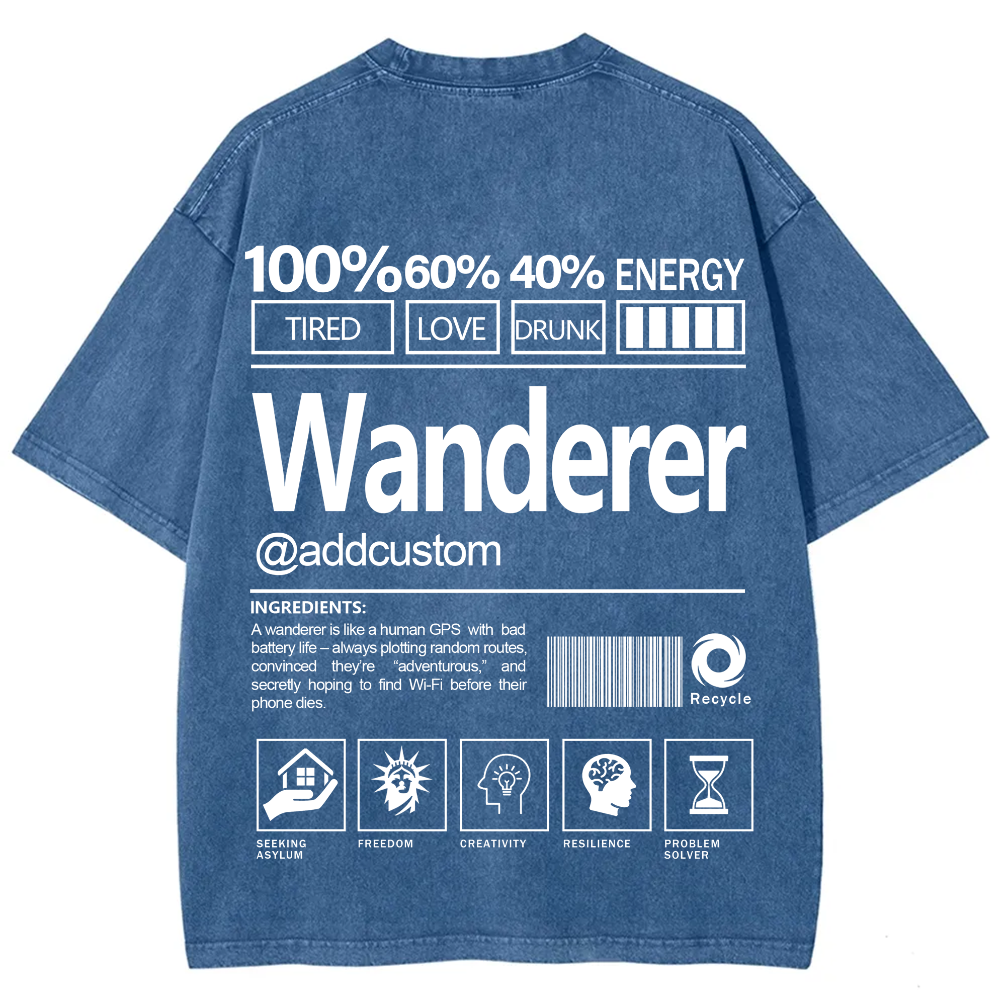 Wanderer Addcustom Unisex Fit Washed T-Shirt