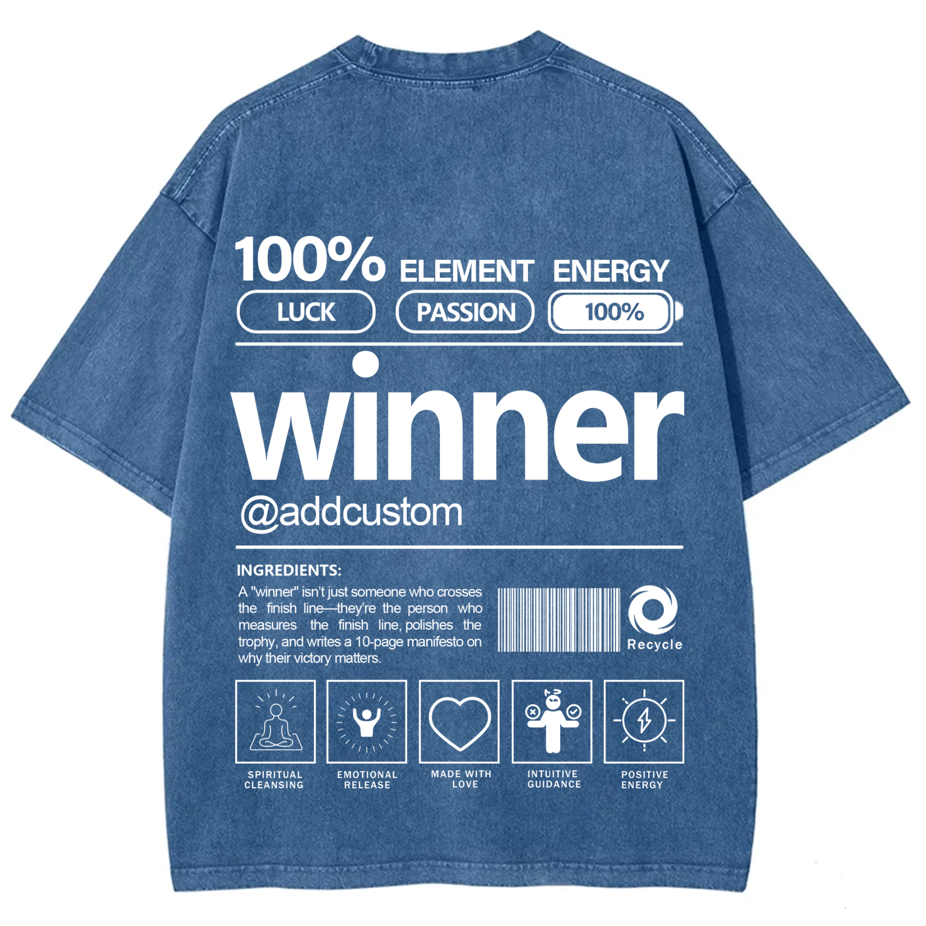 Winner Addcustom Unisex Fit Washed T-Shirt
