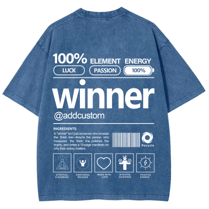 Winner Addcustom Unisex Fit Washed T-Shirt