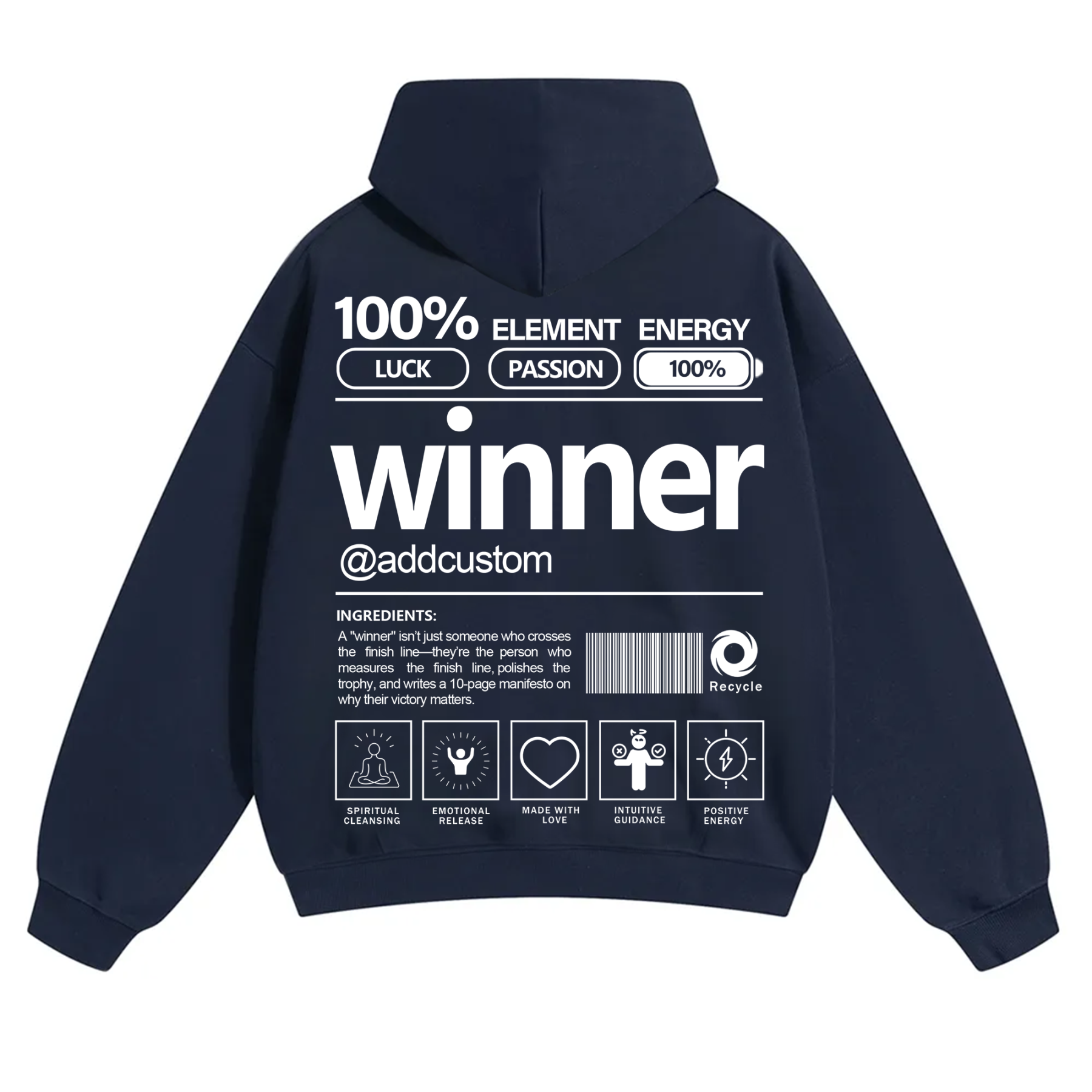 Winner Addcustom Unisex Fit Solid Color Hoodie