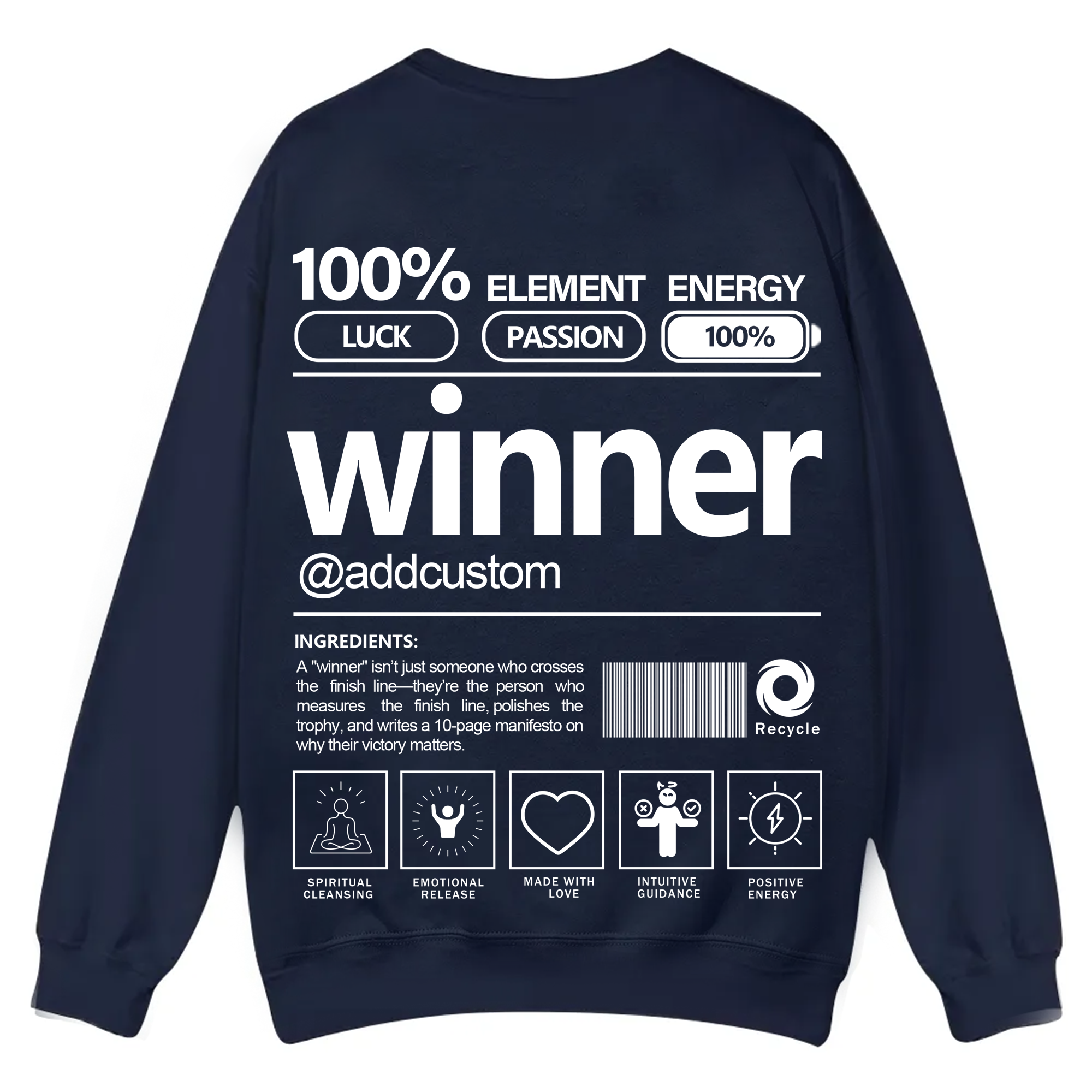 Winner Addcustom Unisex Fit Casual Crewneck Sweatshirt