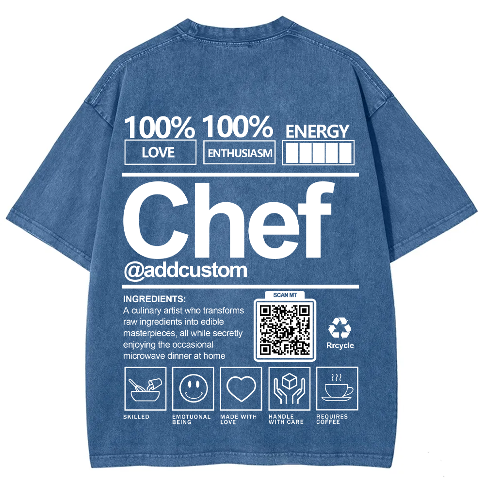 Chef Addcustom QR Code Unisex Fit Washed T-Shirt