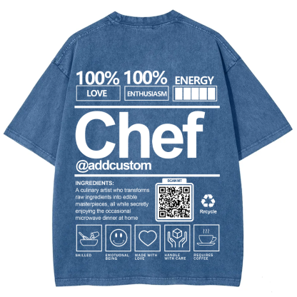 Chef Addcustom QR Code Unisex Fit Washed T-Shirt