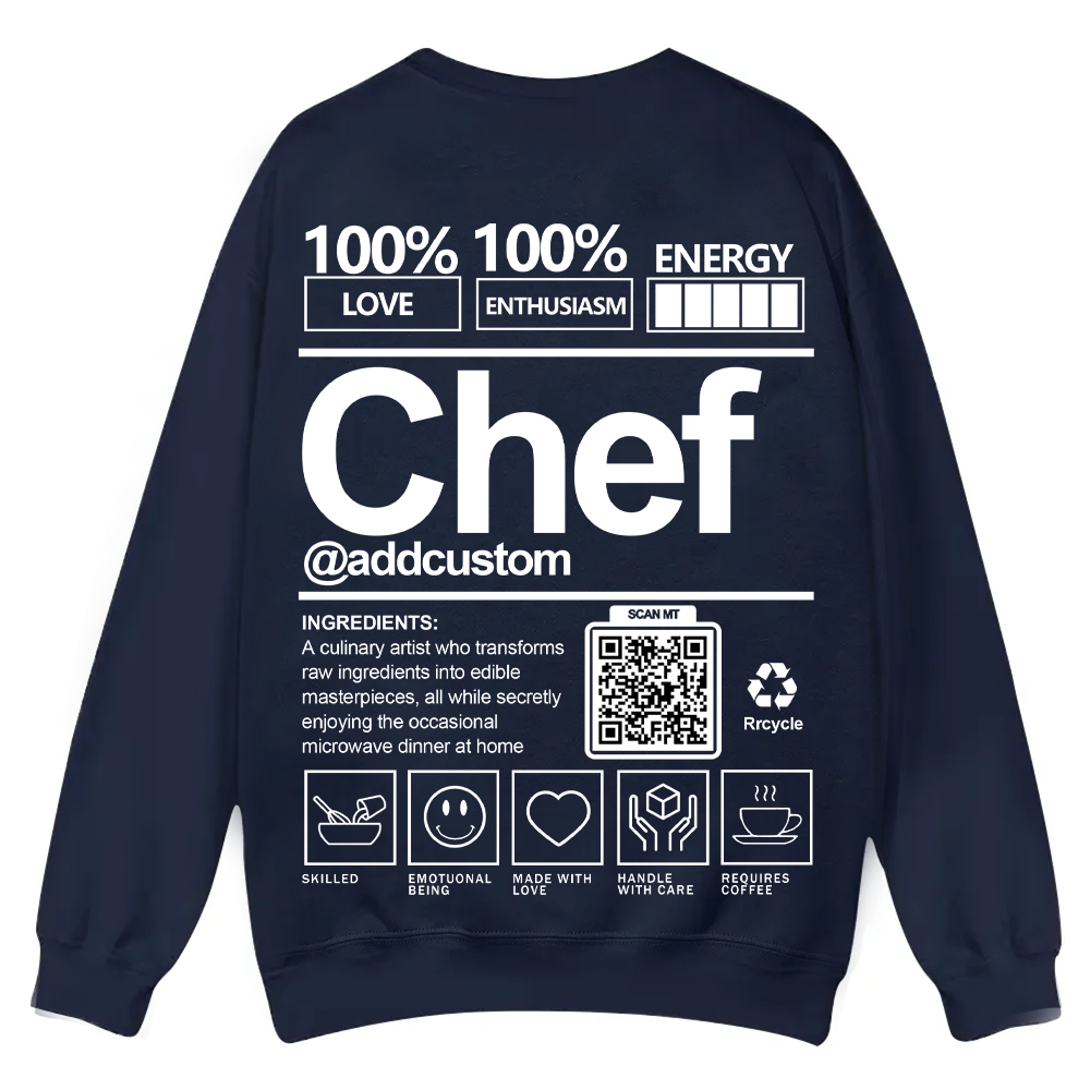 Chef Addcustom QR Code Casual Crewneck Sweatshirt