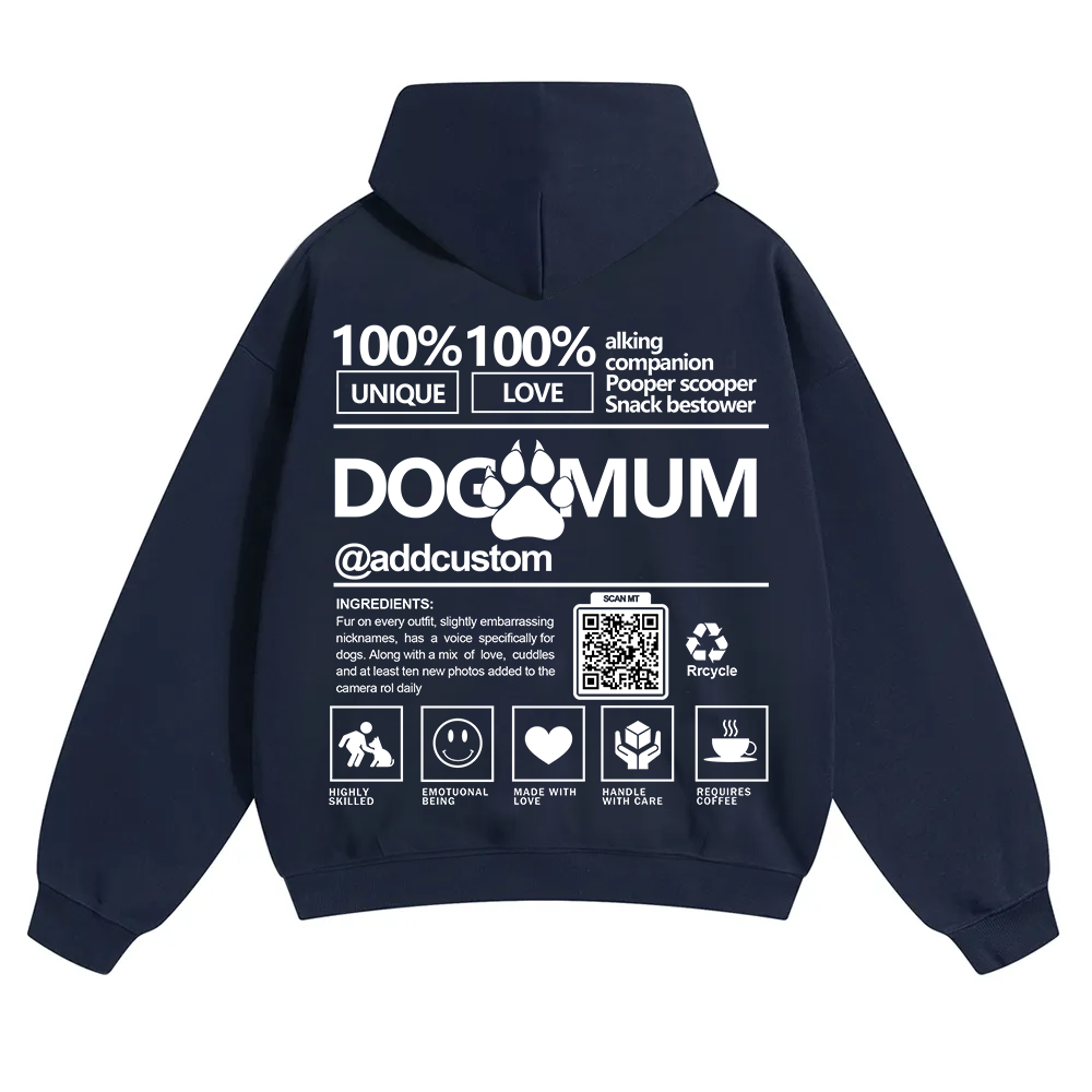 Dog Mum  Addcustom QR Code Name Solid Color Hoodie