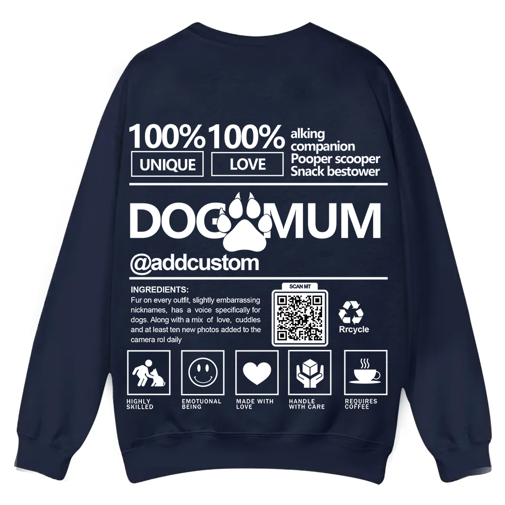 Dog Mum  Addcustom QR Code Name Unisex Casual Crewneck Sweatshirt