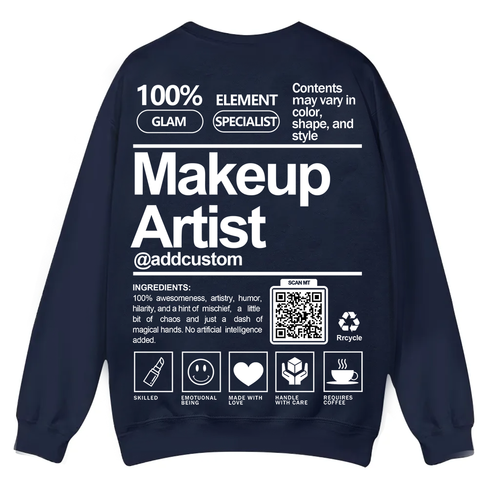 Wearishow Makeup Artist Addcustom QR Code Casual Crewneck Sweatshirt