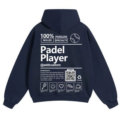 Padel player Addcustom QR Code Solid Color Hoodie wearishow