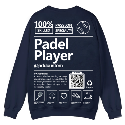 Padel player Addcustom QR Code Casual Crewneck Sweatshirt wearishow